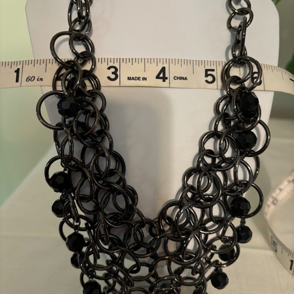 Beautiful and Unusual Black Necklace (21") with Black Beads - Picture 6 of 12